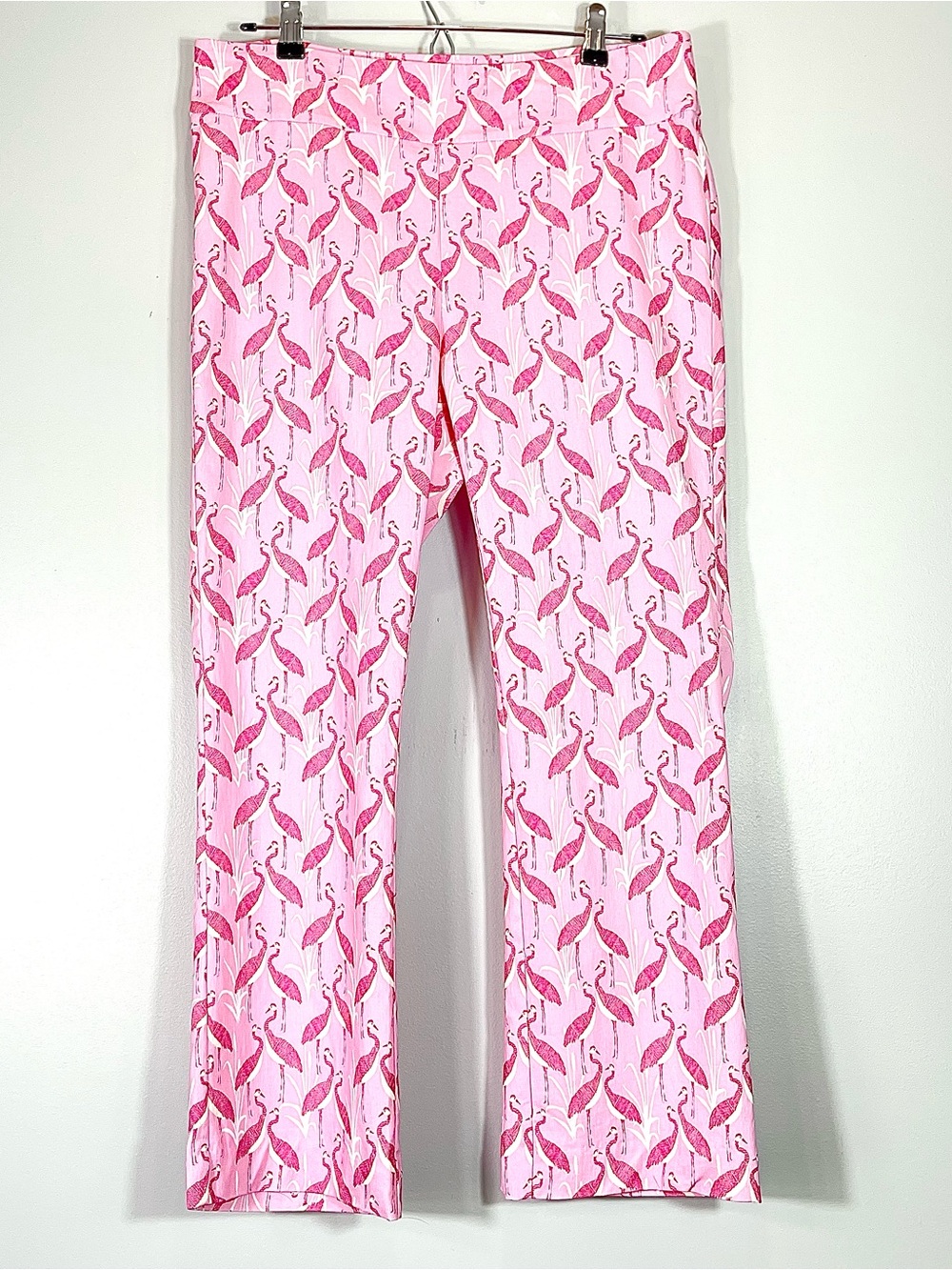 J. MCLAUGHLIN Pink Flamingo Ivy Pants Pull-On Stretch Resortwear Golf Size 12